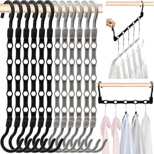 12 Pack College Dorm Room Essentials for Girls Guys, Closet Organizers and Storage, Stronger Space Saving Hangers Clothes Hanger with 5 Holes Closet Storage for Heavy Clothes,Magic Home Organization