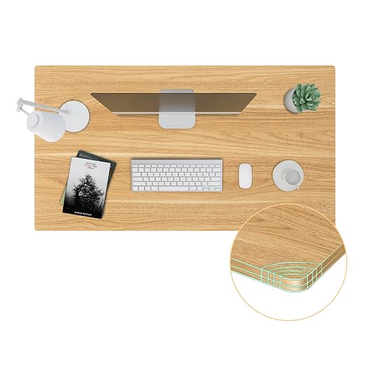 SANODESK Universal Tabletop 55"x28"x1" Thickness One-Piece Table Top Rectangular Particle Board for Standing Desk and Home Office Countertop DIY,Maple Desk Top