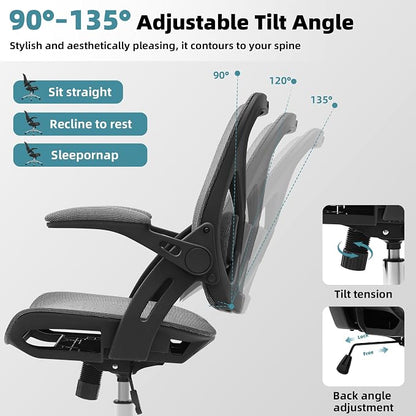 Ergonomic Office Chair, Comfy Computer Desk Chair with Adjustable Lumbar Support,Tilt Function, Comfy Wide Seat, Swivel Executive Computer Desk Chairs for Company and Home