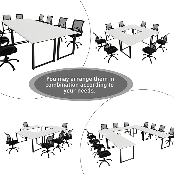 Bonzy Home 6FT Conference Table, 71" L x 32" W x 30" H Long Rectangle Meeting Table, Modern Seminar Table with Super Sturdy Metal Frame for Office, White