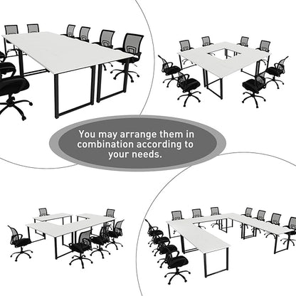 Bonzy Home 6FT Conference Table, 71" L x 32" W x 30" H Long Rectangle Meeting Table, Modern Seminar Table with Super Sturdy Metal Frame for Office, White