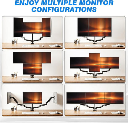 Triple Monitor Desk Mount Stand for 17"-32" Screens, Extra Tall & Long Desk Mount Hold up to 19.8lbs Each, Three Display Arm for Working Gaming with Tilt Swivel Rotation, VESA 75/100mm
