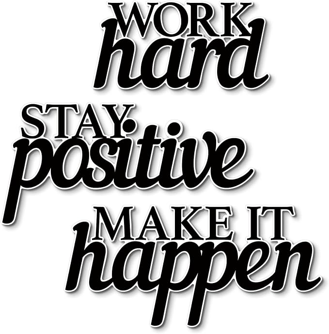 Putuo Decor Motivational Wall Decor Set of 3, Inspirational Wall Art “Work Hard Stay Positive Make It Happen” Positive Quotes Wall Decor for Home Office Dorm Classroom Decor