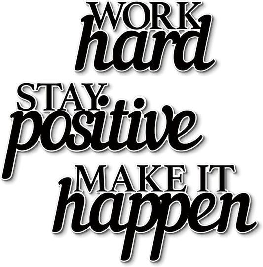 Putuo Decor Motivational Wall Decor Set of 3, Inspirational Wall Art “Work Hard Stay Positive Make It Happen” Positive Quotes Wall Decor for Home Office Dorm Classroom Decor