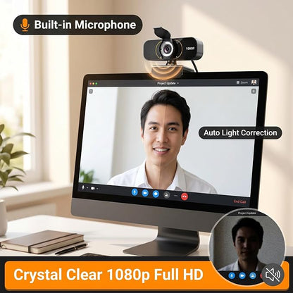the Webcam for PC that Just Works - Every Time All Platforms | Plug and Play No Driver Needed, Crystal Clear 1080p Full HD, Your Privacy Physically Protected, Mount It Anywhere in Seconds
