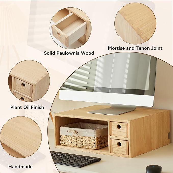 KIRIGEN Printer Stand with Storage Drawer and Cable Management for Desk Document Paper Organizer for Home Office DYJG-NA