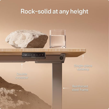 Desktronic HomeOne Standing Desk 48x24 — Ergonomic Sit Stand Home Office Desk, Made in Europe, Electric Dual Motor Height Adjustable, USB & USB-C Charging, Wobble-Free, Touchscreen, 3 Memory Presets