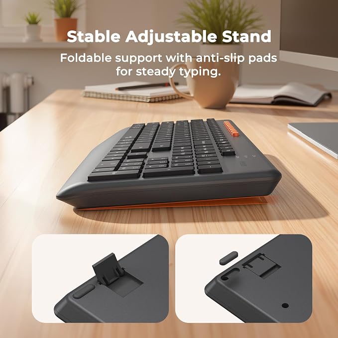 MEETION Wireless Keyboard and Mouse, Silent Full Size Multi-Device Bluetooth Keyboard and Mouse, 9 Multimedia Hotkeys, 3200 DPI Optical Mouse, 90% Less Noise, for Windows Mac PC Desktop Laptop, Black