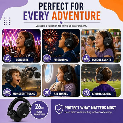 Jozy Noise Canceling Headphones for Kids, SNR 26dB Ear Protection for Autism, Sound Proof Sensory Muffs for Hearing, Concerts