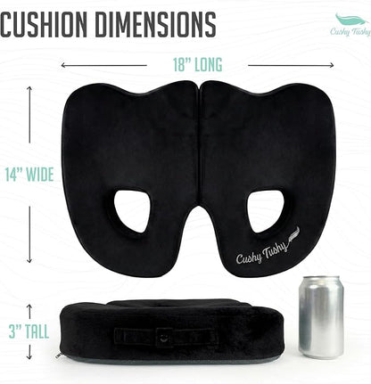 Cushy Tushy Premium Foldable Piriformis Seat Cushion - Piriformis Pain and Sciatic Pain Relief Cushion - for Home & Office Use, Perfect for Travel or Driving
