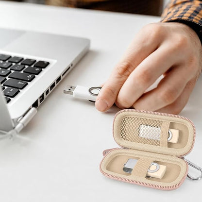USB Flash Drive Case, SD Card Holder Compatible with Thumb Drive, Memory Cards, SDXC SDHC Storage Bag, Electronic Accessories Organizer for SanDisk for Samsung for Inland (Rose Gold)