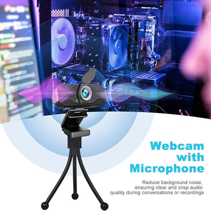XPCAM USB C Webcam for PC/Laptop/Desktop Computer Camera with Microphone | Plug & Play USB Webcam with Tripod/Cover, Auto Light Correction, Fixed Focus,Web camera for Zoom Conference/Twitch Streaming
