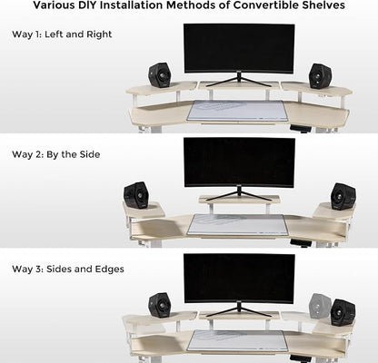 EUREKA ERGONOMIC Aero 55 Inch W Shaped Electric Standing Desk, Height Adjustable Computer Gaming Desk with LED Monitor Shelf, Mouse Pad, Headphone Hook, Cup Holder, Natural Maple