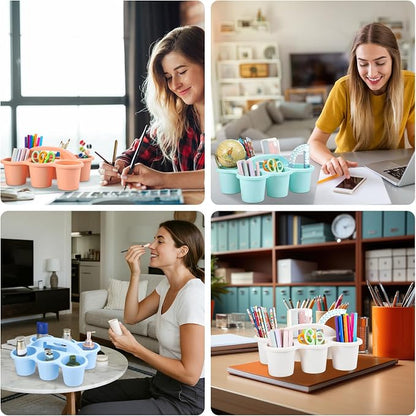 12 Pcs Classroom Caddy Bulk - Plastic 6 Compartments Table Storage Caddy with Handle for School Pencil, Crafts Marker, Crayon Art, Drink Cup Delivery