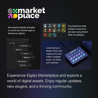 Elgato Stream Deck Scissor Keys Workflow Controller | Tactile, responsive macro keys, Monitor CPU, GPU, ping, FPS, LED-lit icons, Regular plugin updates, Windows and macOS