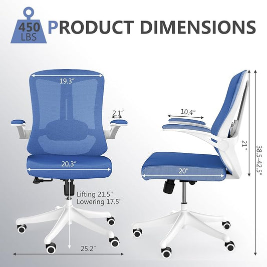 balmstar Ergonomic Office Chair Desk Chair - Mesh Computer Chair with 360° Swivel Wheels, Adjustable 90-130° Recline & Lumbar Support for Home Office, Supports up to 300lbs (01Blue)