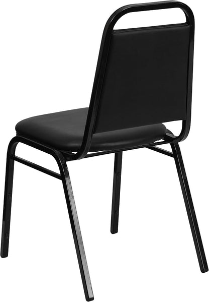 Flash Furniture Hercules Series Trapezoidal Vinyl Banquet and Event Chair, Commercial Event Chair with Padded Seat and Back, Black