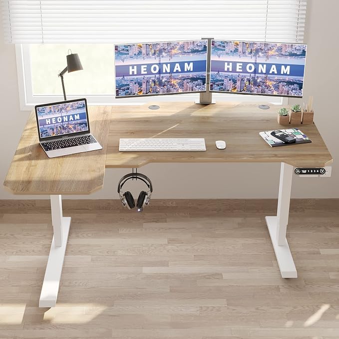 Ergonomic Electric Standing Desk 59 Inch, Height Adjustable Sit Stand Desk with Memory Keypad and Large Work Surface