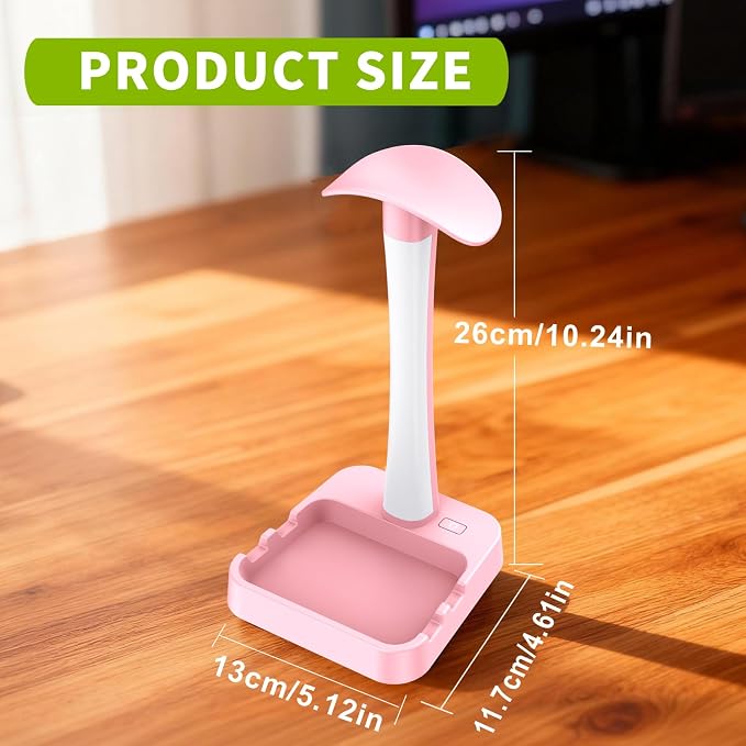 Headphone Stand with Charger,Gaming Headset stand with RGB Light Mode,For Airpod Max Stand,Desk Lamp,Phone Holder,Tablet Holder,desktop organizer,Gifts for Gamers & Music Lover (Pink)