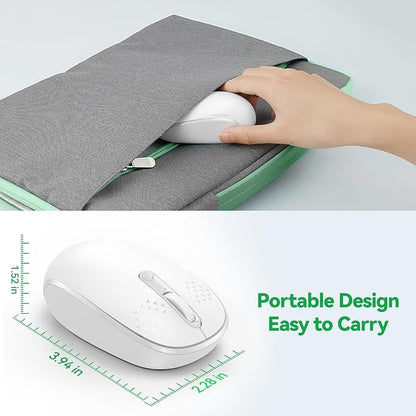 TECKNET Wireless Mouse for Laptop, 2.4G Quiet Computer Mouse with USB Receiver, 4 Buttons Portable Cordless Mice for Chromebook, Laptop, PC, Mac, 800/1200/1600 DPI - White