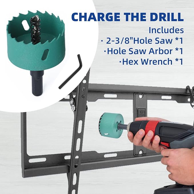 Riozoo TV Wire Hider Kit for Wall Mount TV, White in Wall Cable Management Kit, Includes 2-3/8"(60mm Hole) 2 Pass Throughs and Hole Saw Drill Attachment for Easy Install(Black) (RO-YCX-2P-BK)