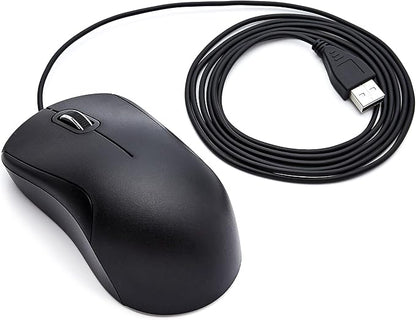 Amazon Basics 3-Button USB Wired Mouse with Precision Scroll Wheel, 1000 DPI, Ergonomic Grip, Plug and Play, 6-foot Cable, Black