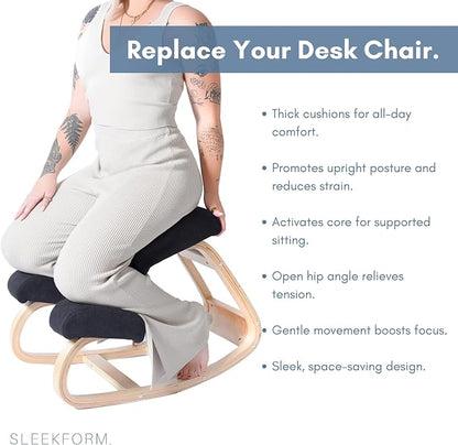 Sleekform Austin Kneeling Chair - Home Office Ergonomic Computer Desk Stool For Active Sitting