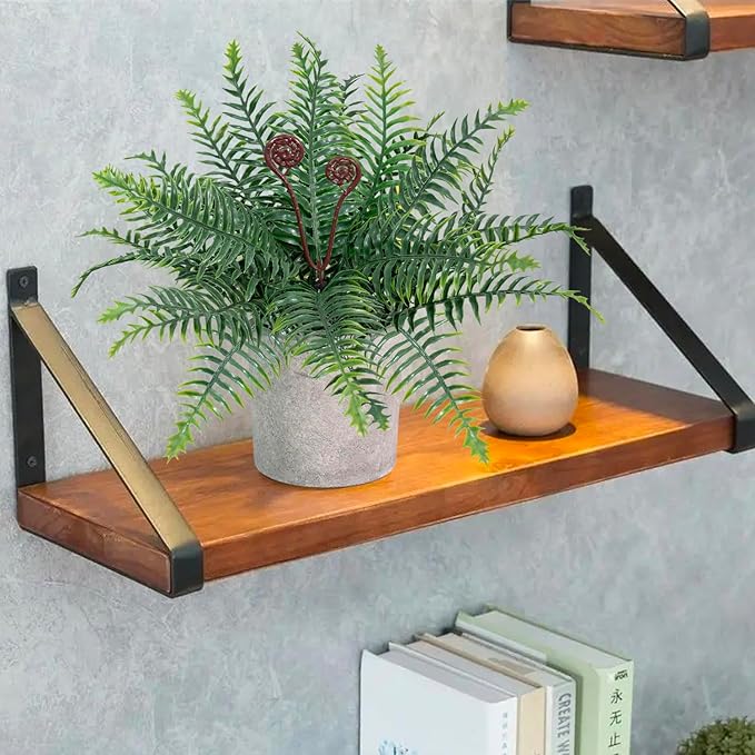 Artificial Boston Fern Potted Plants 15'' Fake Greenery Shrubs Plants in Pot for Home Office Living Room Desk Shelf Inddor and Outdoor Decoration