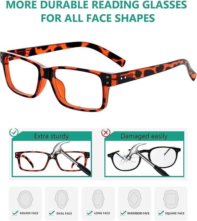 Eyekepper Vintage Reading Glasses for Men - 3 Pairs Black and 2 Pairs Tortoise - Spring Hinges Classic Readers +0.25