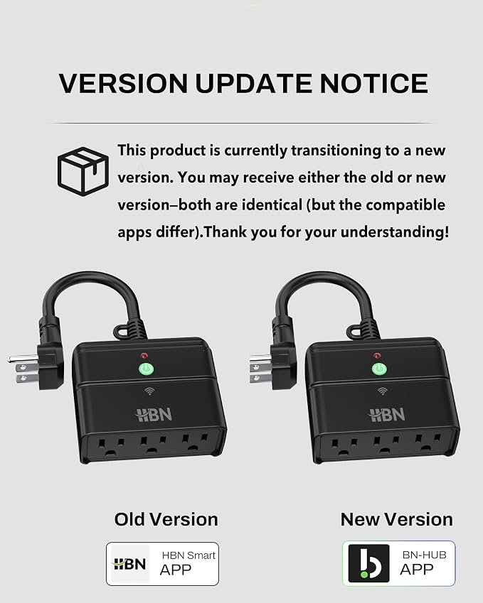 HBN Outdoor Smart Plug,Wi-Fi & Bluetooth Heavy Duty Outlet with 3 Independent Outlets,Compatible with Alexa and Google Assistant,IP44 Waterproof,Voice & APP Control Outlet,No Hub Required,ETL Listed