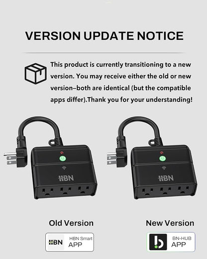 HBN Outdoor Smart Plug,Wi-Fi & Bluetooth Heavy Duty Outlet with 3 Independent Outlets,Compatible with Alexa and Google Assistant,IP44 Waterproof,Voice & APP Control Outlet,No Hub Required,ETL Listed