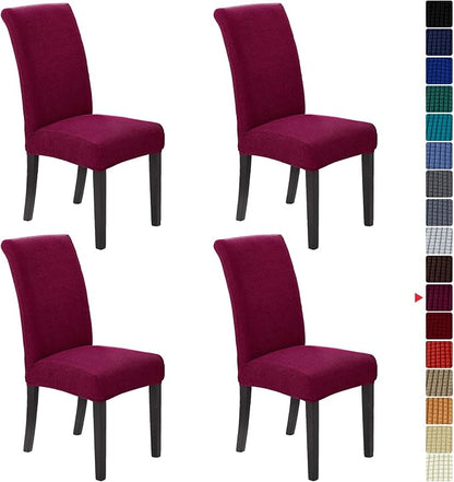 Stretch Chair Covers for Dining Room Set of 4, Removable Washable Dining Room Chair Covers, Dining Chair Slipcovers Seat Protector, Great for Home and Banquet Decor (Burgundy, 4 Pack)