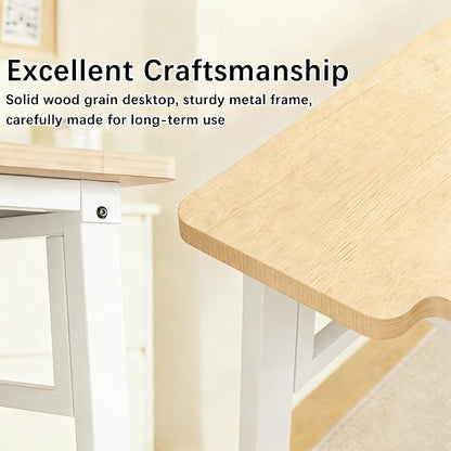 Computer Desk 39.4 Inch Small Office Desk with Wood Top and Metal Frame, Study Writing Desk for Home, Bedroom, Gaming, U-Shaped Leg Design, Modern Simple