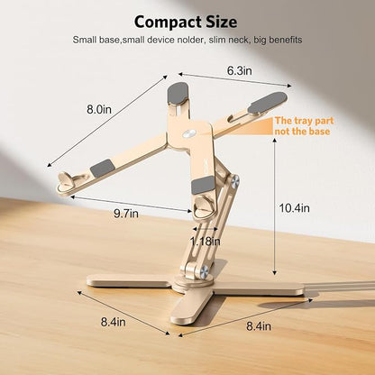 OMOTON 360° Rotating Laptop Stand Riser for Desk, Ergonomic Foldable Computer Stand Adjustable Height Angles for Collaborative Work, Easy Storage Fit Macbooks,All Laptops up to 16 inches, Gold