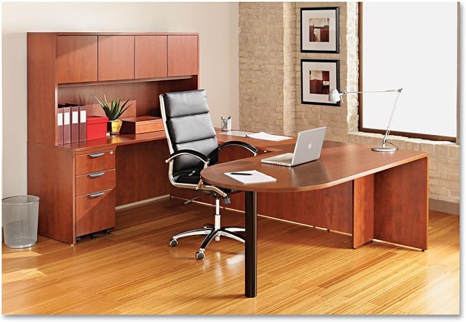 Alera Neratoli Series High-Back Swivel/Tilt Chair, Black Leather, Chrome Frame