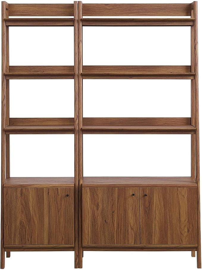 Modway Bookshelf Display Cases in Walnut - Set of 2