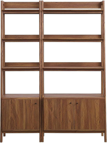 Modway Bookshelf Display Cases in Walnut - Set of 2