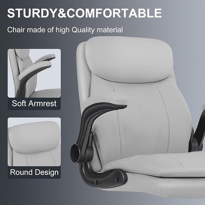 Misolant Leather Drafting Chair, Tall Office Chair for Standing Desk, High Executive Office Chair with Adjustable Height and Flip-up Armrest for Counter Height Desk