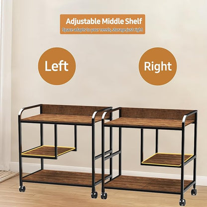 Printer Stand Large Storage for Office: Sturdy Steel Frame Mobile and Printer Table with Adjustable Storage Shelf - Easy Installation and Stability Design Table with Wheels for Scanners Paper File
