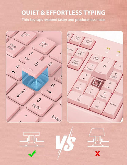 Wireless Keyboard and Mouse Combo - Full-Sized Ergonomic Keyboard with Wrist Rest, Phone Holder, Sleep Mode, Silent 2.4GHz Cordless Keyboard Mouse Combo for Computer, PC, Laptop, Mac, Windows -Trueque