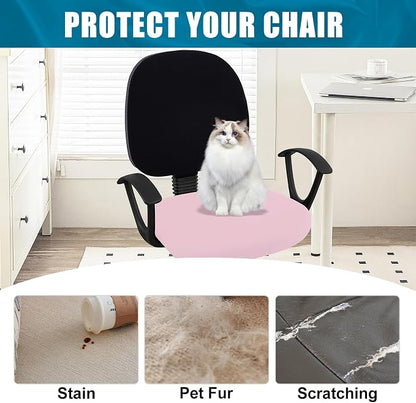 Smiry Printed Office Computer Chair Seat Covers, Stretch Fit Universal Desk Rotating Chair Cover Washable Removable Seat Cushion Protectors - Pink