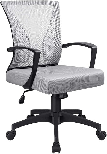 VICTONE Home Office Desk Chair Task Mid Back Mesh Office Chair Ergonomic Swivel Lumbar Support Desk Computer Chair (Gray)