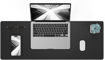 AFIING Black Desk Mat 31.5" x 12", Leather Desk Pad | Waterproof PU Leather, Non-Slip Rubber Base, Desk Protector, Office & Home