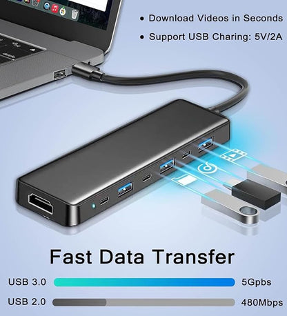 VIENON USB 3.0 to HDMI Adapter (7-in-1), USB 3.0 Hub with HDMI 1080P, USB Extender Docking Station for Monitor, PC, Laptop, Desktop Support Windows 7/8/10 & Mac OS