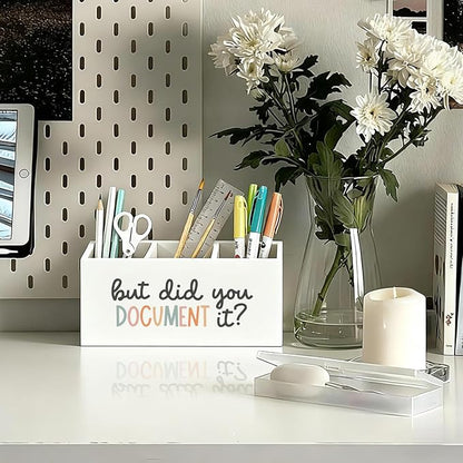 Funny But Did You Document It Pen Pencil Holder for Desk, HR Human Resources Gifts, Office Humor Gifts for Coworkers Women Men Wooden Box Sign Decorations for Office Desk Tabletop