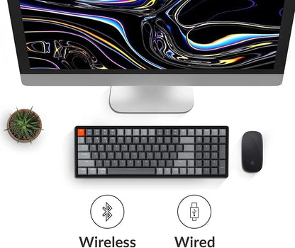 Keychron K4 Wireless Bluetooth/USB Wired Gaming Mechanical Keyboard, Compact 100 Keys 96% Layout RGB LED Backlit Gateron G Pro Red Switch N-Key Rollover, Aluminum Frame for Mac Windows, Version 2