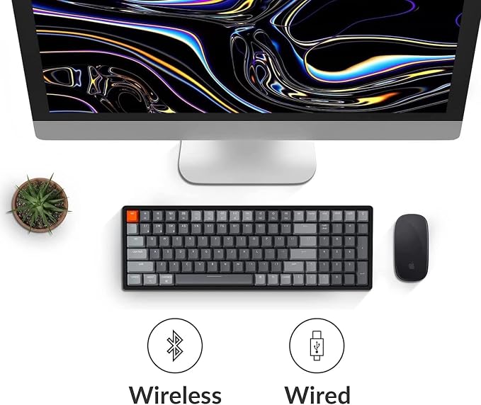 Keychron K4 Wireless Bluetooth/USB Wired Gaming Mechanical Keyboard, Compact 100 Keys 96% Layout RGB LED Backlit Gateron G Pro Blue Switch N-Key Rollover, Aluminum Frame for Mac Windows, Version 2