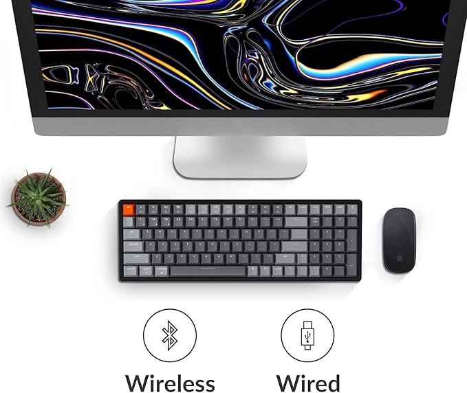 Keychron K4 Wireless Bluetooth/USB Wired Gaming Mechanical Keyboard, Compact 100 Keys RGB LED Backlit Gateron Brown Switch N-Key Rollover, Aluminum Frame for Mac Windows, Version 2
