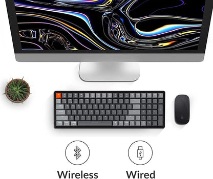 Keychron K4 Wireless Bluetooth/USB Wired Gaming Mechanical Keyboard, Compact 100 Keys RGB LED Backlit Gateron Brown Switch N-Key Rollover, Aluminum Frame for Mac Windows, Version 2