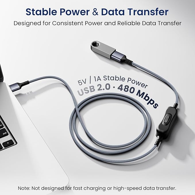 Itramax USB On Off Switch Cable,USB Extension Cable Support Data and Power 3.3FT/1M,Inline Power Switch,Male to Female with Toggle Switch for LED Lamp,LED Light Strips,Driving Recorder